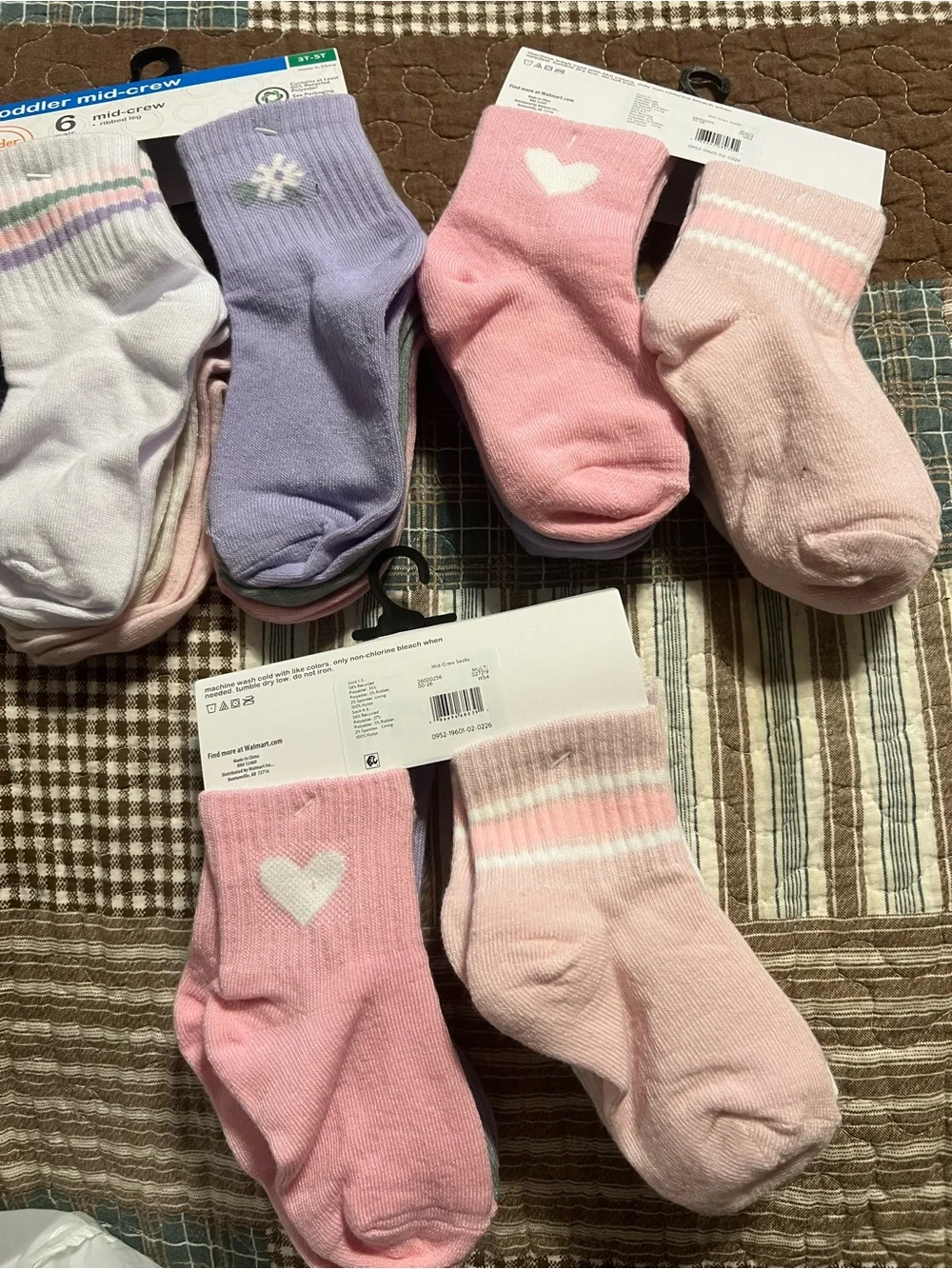 Bundle of wonder nation Pink & Purple Girls Sock Pack - Hearts & Stripes